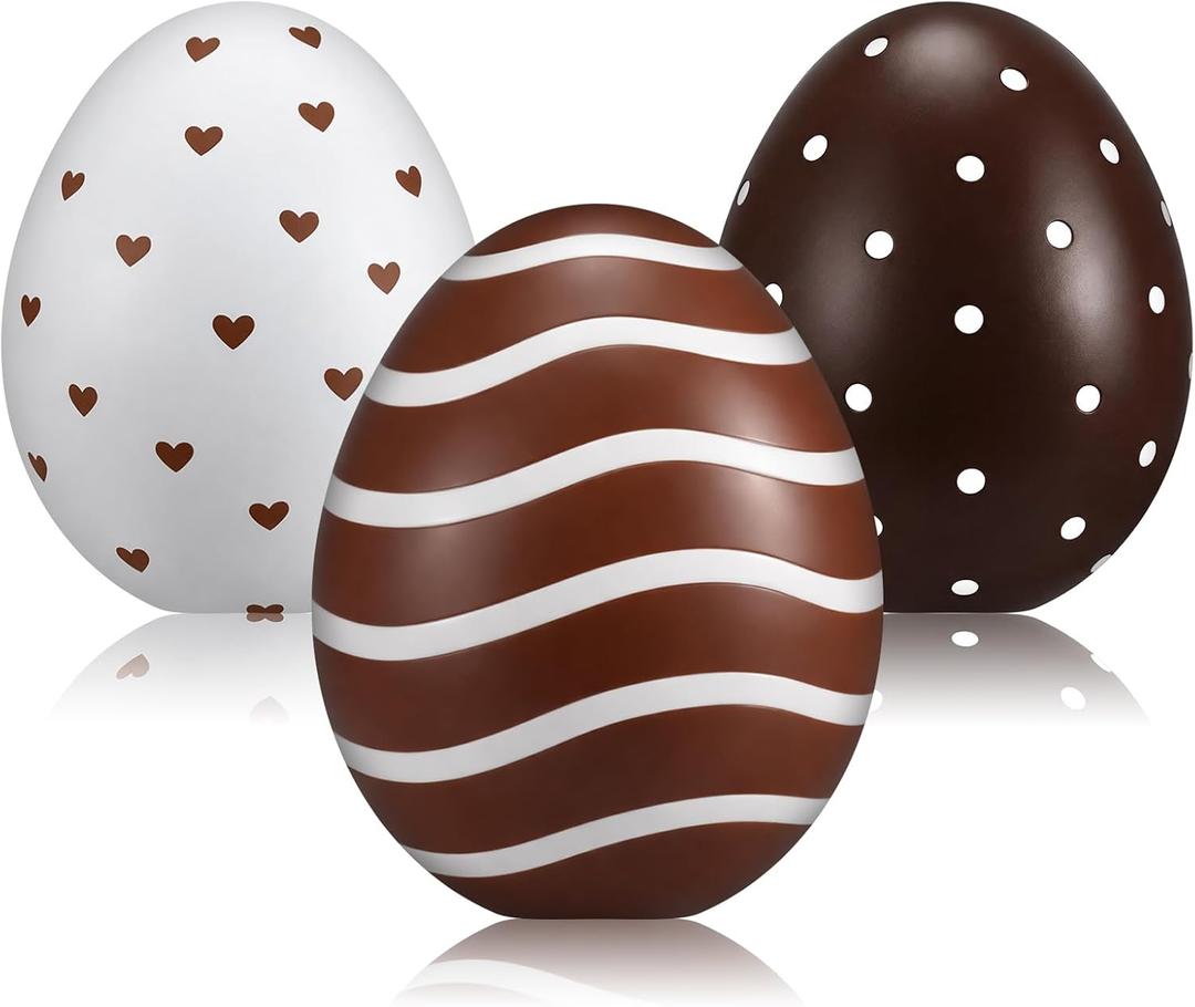 Amyhill 3 Pcs 3D Easter Egg Decorations Resin Rustic Farmhouse Eggs Table Centerpiece Vintage Easter Egg Tiered Tray Decor Tabletop Freestanding Gifts for Spring Party Gifts