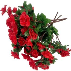 4 Bundles Artificial Flowers Fake Plants Decorative Faux Flower Yard Spring Summer Hanging Plants Pot Window Box Pathway, Red
