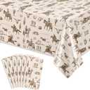 FYSUIMU 6Pcs Western Cowboy Rectangle Tablecloth Brown Wild West Rodeo Plastic Disposable Table Cover for Farmhouse Baby Shower Birthday Picnic, 54 x 108 Inch