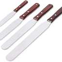 Acronde 4PCS Straight Cake Icing Spatula Set 4” 6” 8” 10” Professional Stainless Steel Cake Decorating Frosting Spatulas with Wooden Handle (Straight)