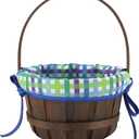 JOYIN Easter Woven Basket with Lining, Brown Wooden Easter Egg Hunt Basket with Handle for Picnic,Goodie Storage, Gift Packing, Party Favors Supplies Decorations, Filling with Candy(12.4" x 9.1")