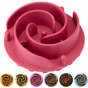 Slow Feeder Dog Bowls Insert, Animire Soft Silicone Slow Eating Dog Food Bowl for Small, Medium and Large Dogs, Compatible with Regular and Elevated Bowls (Rose)