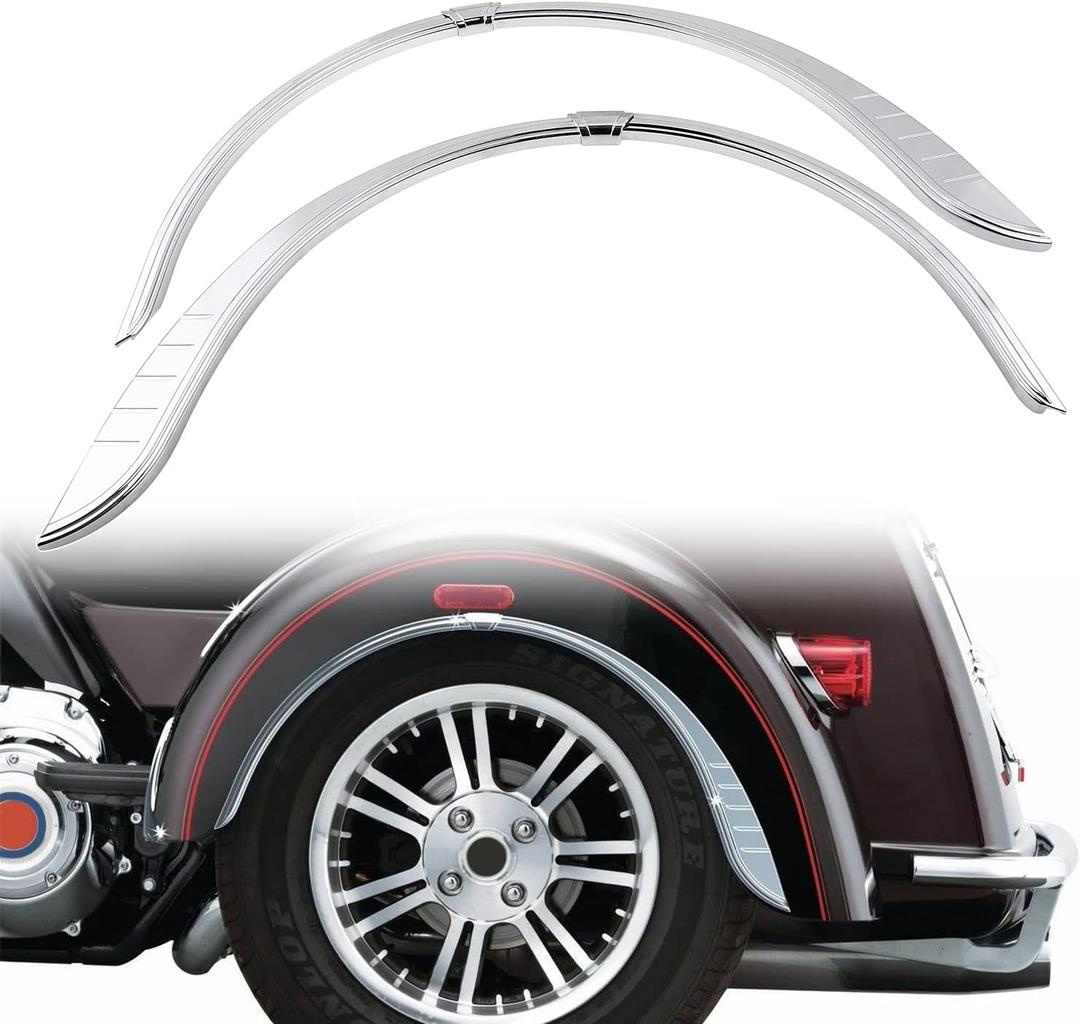 Chrome Rear Fender Flares Skirts Trim Accents for Harley Touring Street Glide Trike FLHXXX 2010-2011 Tri Glide Ultra Classic FLHTCUTG 2009-2022
