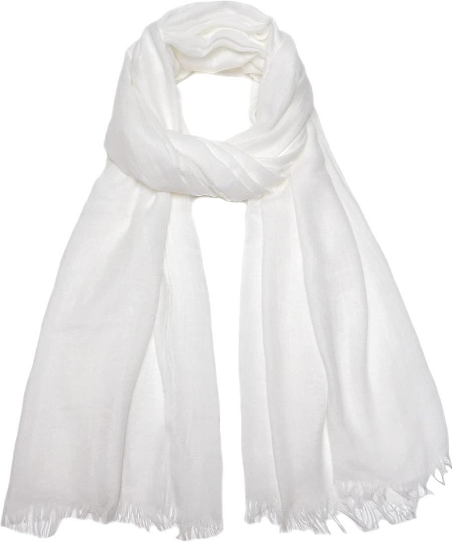Gragengs Women Summer Scarfs Lightweight Large Long Gauze Shawl Linen Beach Wrap Plain 7543 (White)