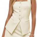 Cicy Bell Womens Summer 2 Piece Outfits Sleeveless Square Neck Slim Fit Blazer Vest Matching Sets Work Mini Skirt Suit Sets, S