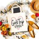 GXVUIS Canvas Tote Bag for Women Aesthetic Girls Trip Love 2025 Reusable Shoulder Bags for Shopping Beach Gift for Friend