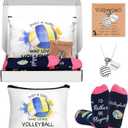 5 Pcs Volleyball Gifts Set for Women Volleyball Party Favors Stuff Includes Makeup Bag Necklace Earrings Socks Inspirational Sport Birthday Gifts for Team Players Sports Lovers