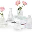 Glass Bud Vase Set of 5, Clear Small Flower Vases for Centerpieces in Bulk, Mini Vintage Vase for Rustic Wedding, Home,Table