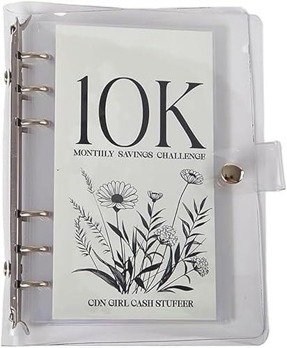 Pack of 2 12-Month 200 Envelopes Money Saving Challenge Binder, 10k Dollars Money Saving Challenge Book, Loose Leaf Savings Book Challenge Envelope Savings Book (10K)