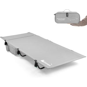 Gonex 31.5" Extra Wide Camping Cot with Premium Pillow Pocket Supports 350lbs, Portable Ultralight Folding Cot Bed for Adults Travel, Beach, Home, Sleeping (Grey)