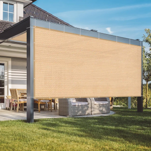 VICLLAX 90% Shade Fabric Sun Shade Cloth with Reinforced Grommets, Outdoor Sun Screen Fabric for Outdoor Patio Garden Pergola Cover Canopy 24x24 FT, Wheat