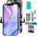 for iPhone 12 and 12 Pro Screen Replacement Kit 6.1'' LCD Display 3D Touch Full HD Digitizer Full Assembly Repair Kits Waterproof Frame Sticker+Screen Protector
