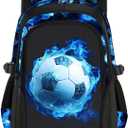 Kids Backpack for Boys - Soccer Boys Backpacks for Kids Teens Elementary Middle School, 17 Large Capacity Students Bookbag, Perfect for Travel and School