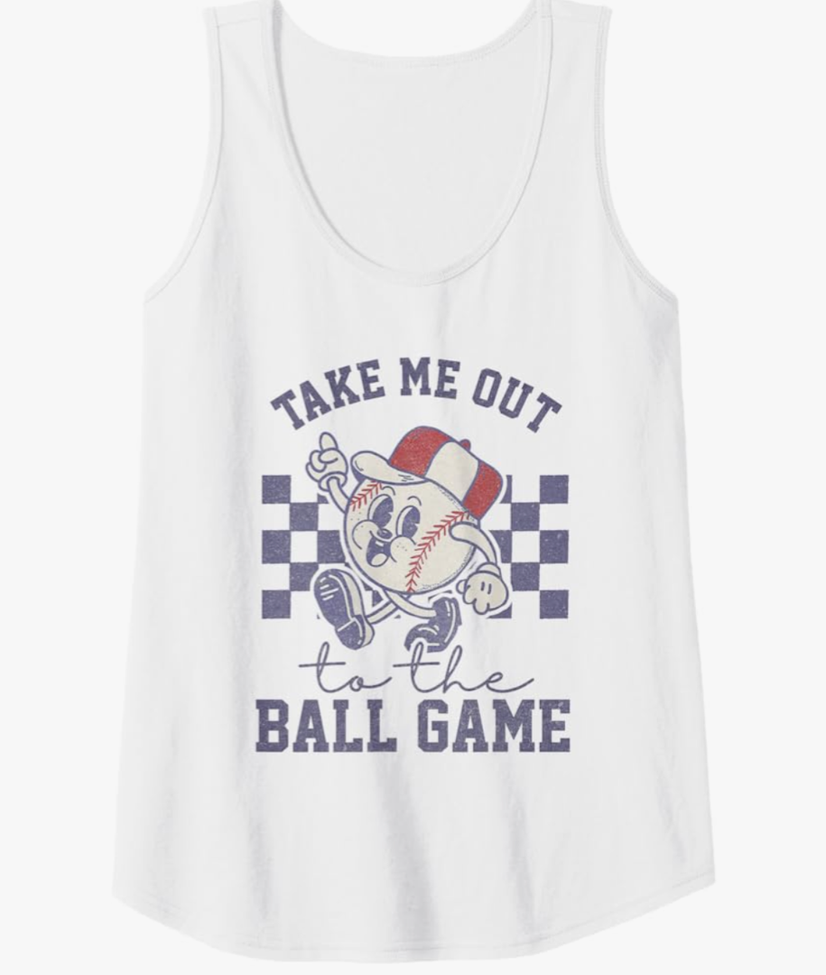 Take Me Out to The Baseball Ball Game Softball Vintage Tank Top, S