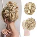 Claw Clip Messy Bun Hair Piece for Women with Ponytail Synthetic Hair Bun Extensions Wavy Curly Hair Pieces for Updos Short Hair Accessories (Dirty Blonde)