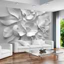 WFBHUA-3d Gray Floral Wallpaper Mural Black and White Embossed Peony Flowers Butterfly Wallpaper for Living Room Bedroom(Not Peel and Stick)