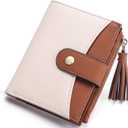 Small Wallet for Women RFID Blocking Tassle Bifold Slim Thin Leather Wallet Credit Card Holder Wallet Ladies Mini Wallet with Widened Zipper Pocket (1Beige&Brown)