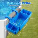 2025 Upgrade2 Sets Poolside Storage Basket with 2 Cup Holder, Above Ground Pool Accessories, Pool Basket Storage Fit for Most Above Ground Swimming Pools Blue