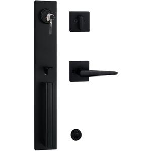 NEWBANG Heavy Duty Keyed Handleset for Entrance Door Lever in Matte Black Finish, Reversible for Left and Right Handed, MDHST2016DB-BR