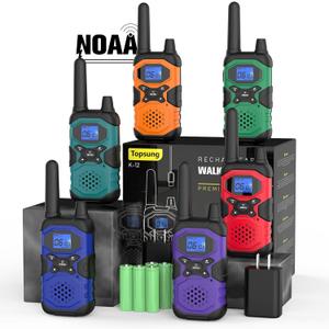 Walkie Talkies for Adults Rechargeable Long Range 6 Pack, Multi-Purpose FRS 2 Way Radios with NOAA USB Chargers 4500mAh Battery for Family Farm Warehouse Working Camping Hiking Skiing Cruise (Blue Green Orange Red Purple Navy)