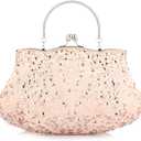 Simcat Beaded Sequin Flower Evening Purse Large Clutch Bag