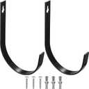 2 Pcs Wall Hooks for Hanging Heavy Duty, Coat Hooks Wall Mounted, Black Metal Screw in Hook Hangers for Hanging Towels Backpack Clothes Robe Bags Bathroom Closet Garage Outdoor + Screws(6.1")
