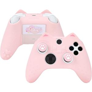 GeekShare Cat Paw Controller Skin Grips Set Anti-Slip Silicone Protective Cover Skin Case Compatible with Xbox Series X Controller with 2 Thumb Grip Caps and 1 Sticker (Pink)