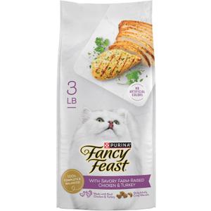 Purina Fancy Feast Dry Cat Food with Savory Farm-Raised Chicken and Turkey - 3 lb. Bag (EXP 08/31/26)