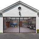 LIAMST Garage Door Screen 16 * 10FT，2 Car Garage Doors- Reinforced Fiberglass Door Screen,Stronger High Energy Magnets ，Magnetic Screen Door