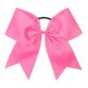 Oaoleer 21PCS 8" Large Cheer Bows Hot Pink Bows Jumbo Cheerleader Bow with Ponytail Holder Elastic Band Handmade for Cheerleading Teen Girls College Sports