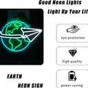 Earth Neon Sign for Classroom Decor Dimmable Adventure Neon Light for Wall Decor USB Powerd LED Sign for bedrooms, study rooms, kids' rooms Gift for Children (15.5 * 11.6 inches)