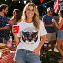 250 Anniversary USA T Shirt for Women, 4th of July Patriotic American Flag Eagle Graphic Tee, USA 250th Anniversary 1776-2026 Shirt, Short Sleeve Tops L (L)