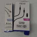 Zgear DC-AP8PMBM8-BKWHzp USB Cable, Nylon Fiber, Black/White And Z Gear 4ft Auxillary Audio cable For 3.5mm Audio