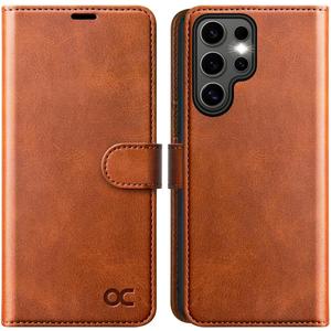 OCASE Compatible with Galaxy S25 Ultra Wallet Case, PU Leather Flip Folio Case with Card Holders RFID Blocking Kickstand [Shockproof TPU Inner Shell] Protective Phone Cover 6.9 Inch 2025, Brown