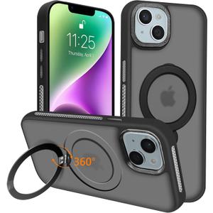 Ankceed for iPhone 14 Case/iPhone 13 Case, Compatible with 360 Spin Magnetic Stand, Compatible with MagSafe, Military Drop Protection, Anti-Scratch Shockproof Protective Cover 6.1 Inch, Black