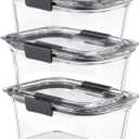 Rubbermaid Brilliance Glass Storage 4.7-Cup Food Containers with Lids Set of 3 Clear