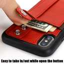 TOOVREN iPhone X/Xs Wallet Case Phone Lanyard Neck Strap iPhone Xs / 10 Protective Case Cover with Stand Leather PU Card Holder Adjustable Detachable iPhone Lanyard for Anti-Theft and Activity Red