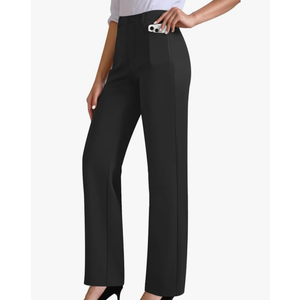 Womens Dress Pants Stretchy Work Pants High Waisted Business Trousers Pull On Casual Slacks with Pockets,L