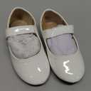 FUNKYMONKEY Toddler/ Little Girl Mary Jane Dress Shoes Casual Slip on Ballet Flat (7 Toddler, White)