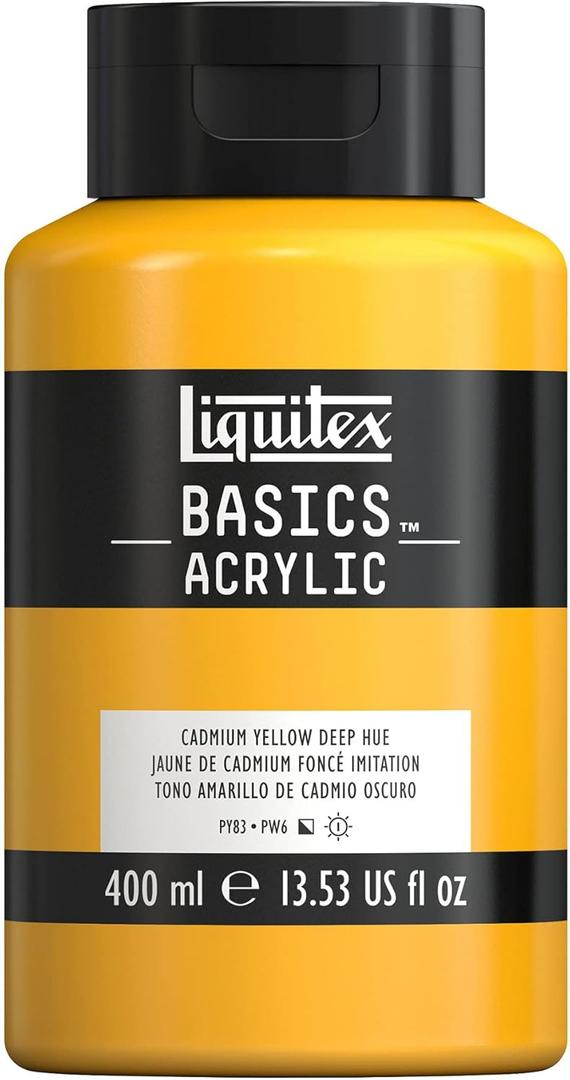 Liquitex BASICS Acrylic Paint, 400ml (13.5-oz) Bottle, Cadmium Yellow Deep Hue