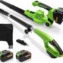 Cordless Leaf Vacuum with Bag, 2-in-1 Leaf Blower & Vacuum with Extension Tube, 150MPH Brushless Motor, 2 x 4.0Ah Batteries, 8 Speed Modes for Driveway, Patio, Garage Hard Surface Cleaning