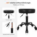 KKTONER Rolling Stool Chair PU Leather Height Adjustable Round Stool with Wheels Chair for Salon Spa Drafting Small (Black)