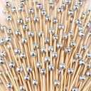 200 Pcs Cocktail Picks, 4.7 Inch Silver Disco Ball Decor Skewer for Appetizers, Fruit, Kebabs, Mini Burger, Bamboo Skewers for Drinks, Handheld Toothpicks, Food Sticks Natural, Kitchen Gadget