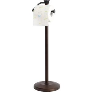 ZCCZ Toilet Paper Holder Stand, Freestanding Tissue Roll Dispenser with Reserve Storage, Bathroom Organizer for 5 Mega Rolls, Oil Rubbed Bronze Finish, Space-Saving Design for Modern Home Dcor