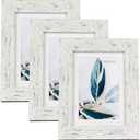 Rustic White 5x7 Picture Frame set of 3,Display 5x7 without Mat or 4x6 with Mat