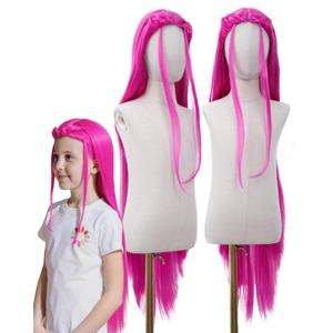 Kids Wigs Red Braids Accessories for Grils (Red)