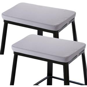 Rectangle Bar Stool Cushions 18X12 inch, Non-Slip Bench Chair Cushion with Straps, Waterproof Seat Pad Set of 2, Cushion Only, Grey
