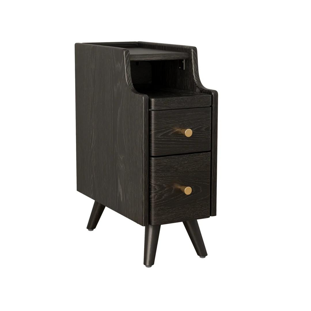 Solid Wood Nightstand, Nightstand with Drawers, Walnut Bedside Table for Bedroom Black