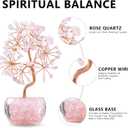 6 inch Rose Quartz Crystal Tree of Life Healing Chakra Tree for Positive Energy, Good Luck Gemstone Money Tree Bonsai Feng Shui Tree for Home Office Desk Decor Reiki Spiritual Gift for Women