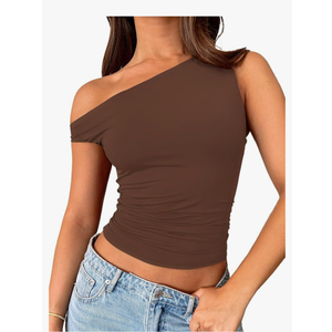 ForeFair Womens Off Shoulder Tops Sleeveless Going Out Crop Tank Tops Slim Fitted Shirts Summer Outfits Y2K Cute Tops size M